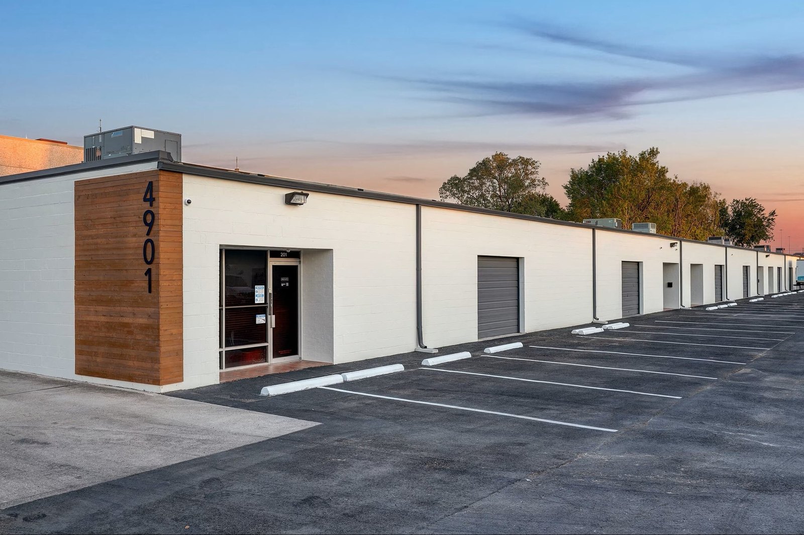 Flex building exterior — Milwee Business Park, address 4901 visible